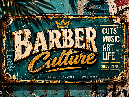 Vintage Barber Culture Sign with Street Style Vibes