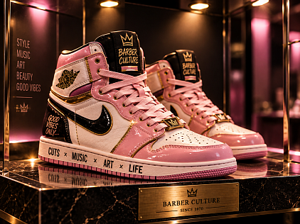 Pink Barber Culture Sneakers Display