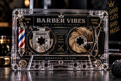 A transparent cassette blending barber culture, music and street style.