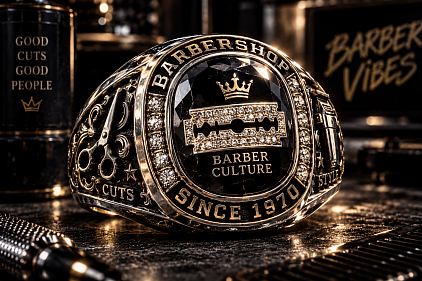 A barber-inspired college ring blending craftsmanship, culture and street style.